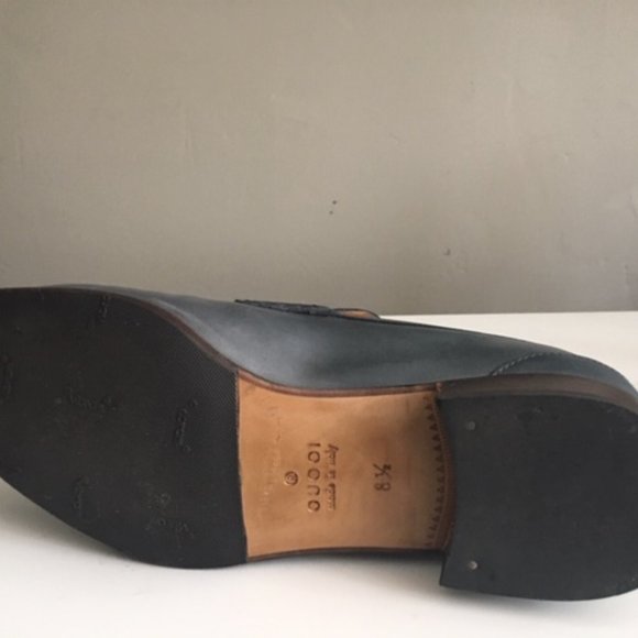 Gucci Men\'s Blue Leather Horsebit Loafers  sz 8.5 main image 5